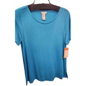 NEW MULTIPLES women's stay comfortable scoopneck tee in teal
